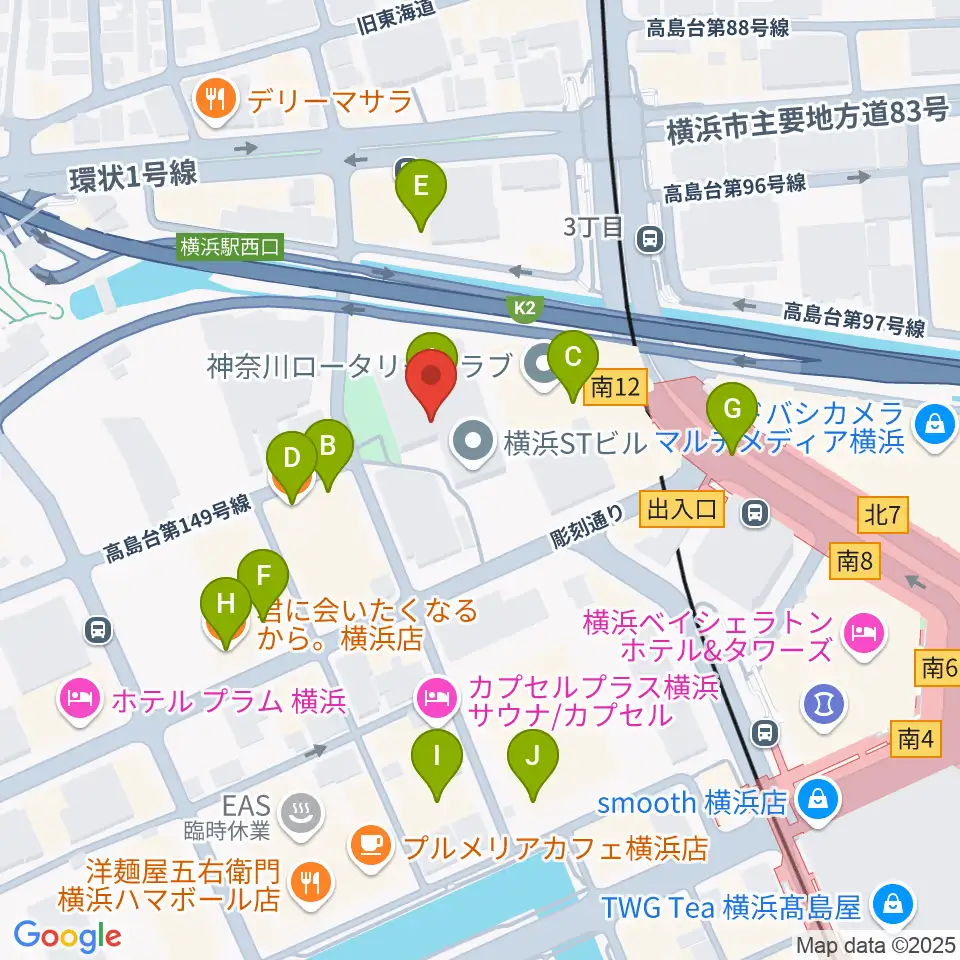 STスポット周辺のカフェ一覧地図