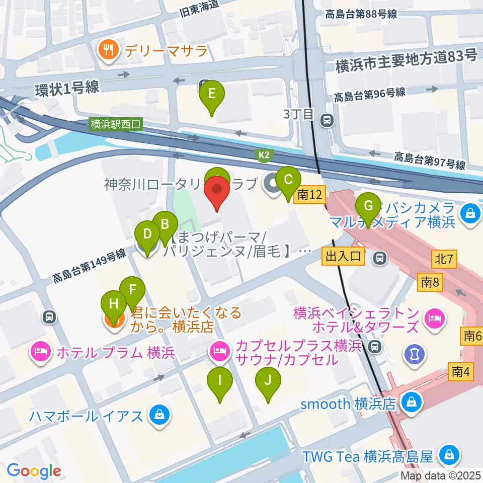 STスポット周辺のカフェ一覧地図