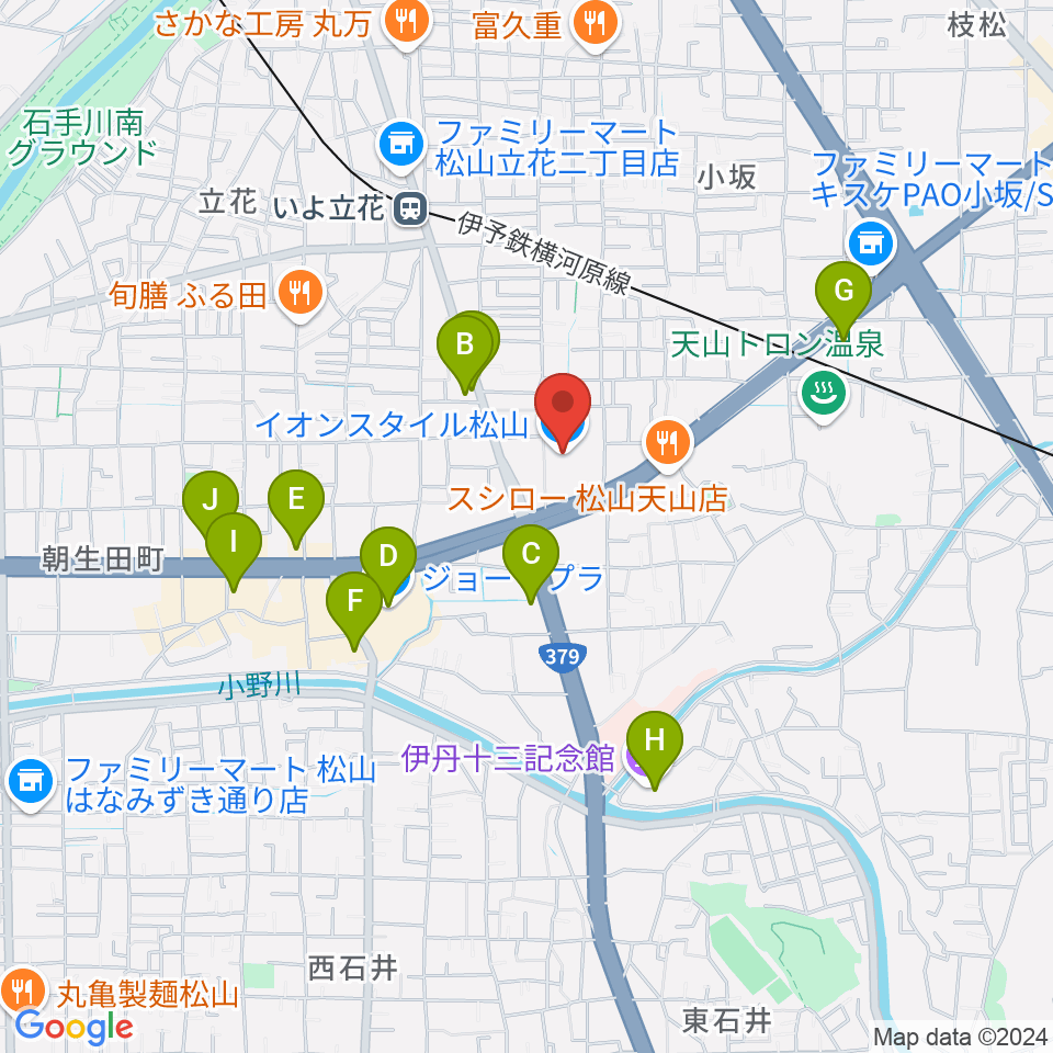 イオンスタイル松山センター ヤマハミュージック周辺のカフェ一覧地図