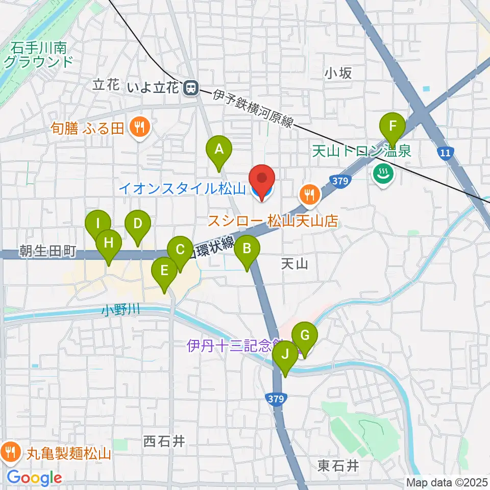 イオンスタイル松山センター ヤマハミュージック周辺のカフェ一覧地図
