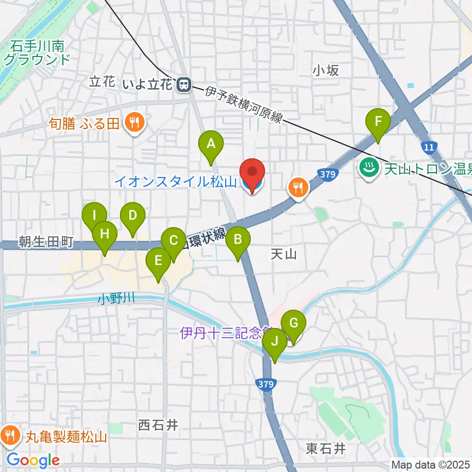イオンスタイル松山センター ヤマハミュージック周辺のカフェ一覧地図