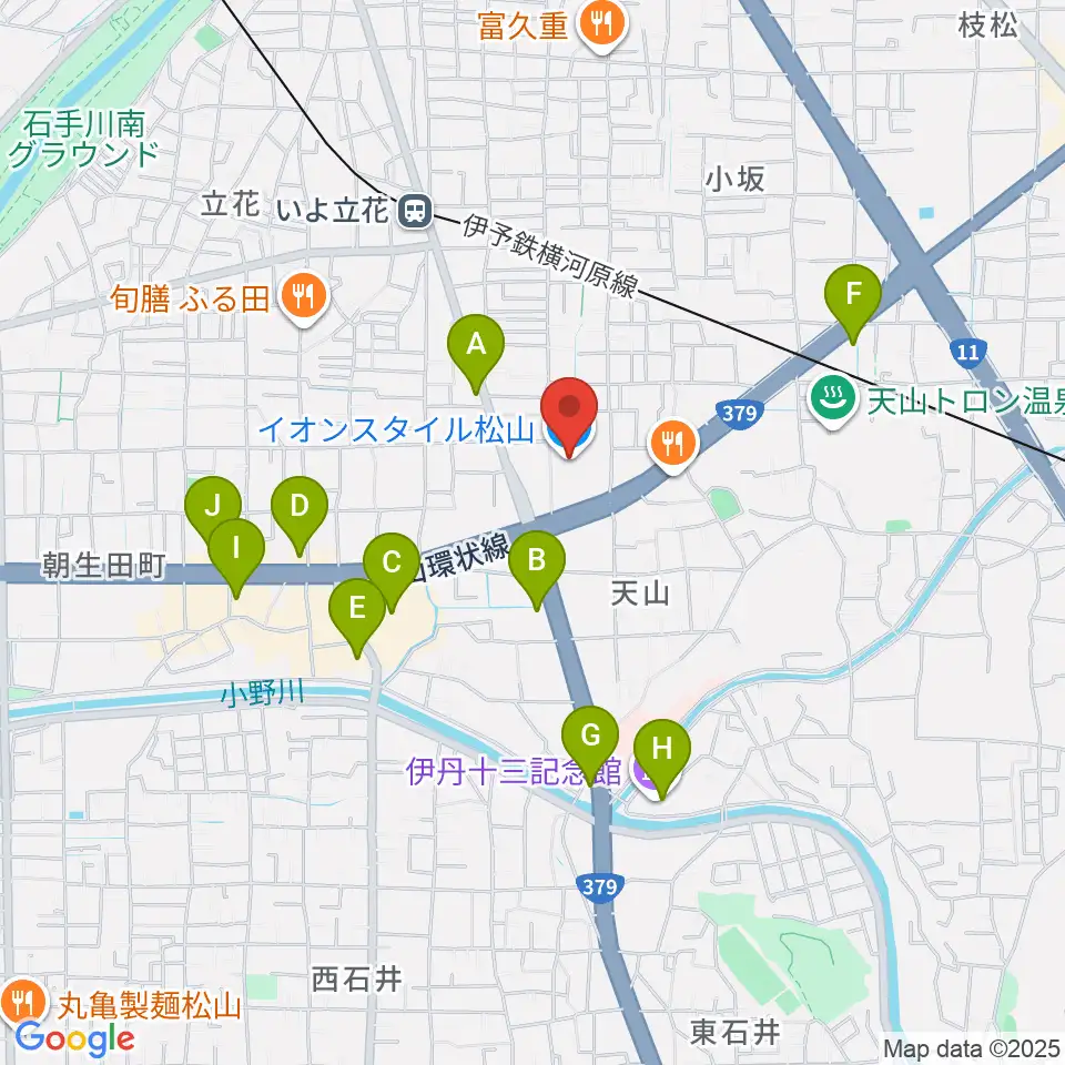イオンスタイル松山センター ヤマハミュージック周辺のカフェ一覧地図