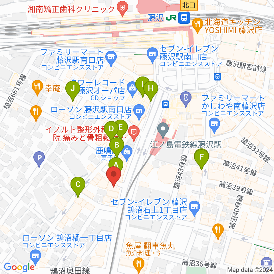 昭和音楽大学附属音楽・バレエ教室 藤沢校周辺のカフェ一覧地図