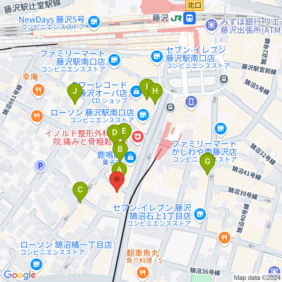 昭和音楽大学附属音楽・バレエ教室 藤沢校周辺のカフェ一覧地図