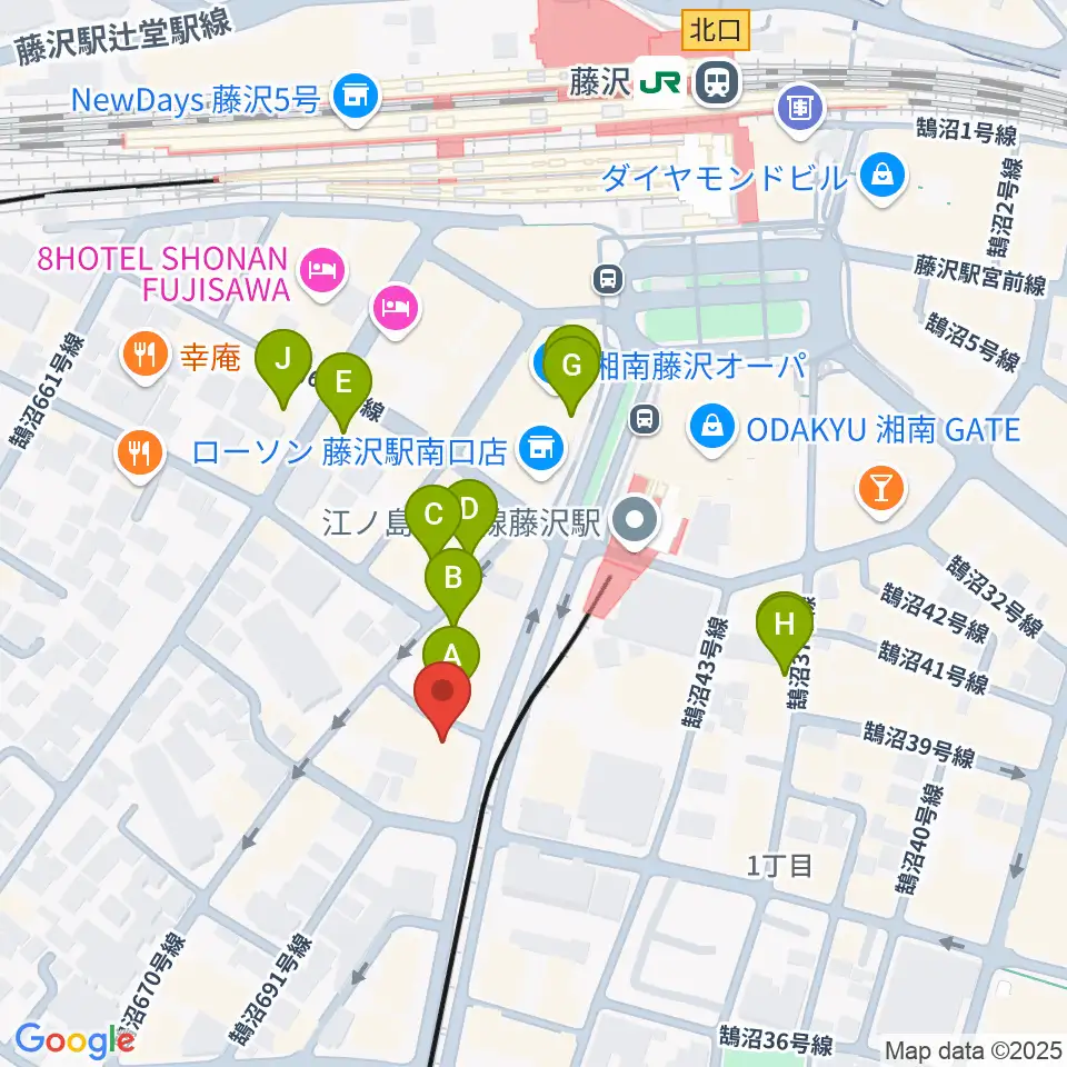 昭和音楽大学附属音楽・バレエ教室 藤沢校周辺のカフェ一覧地図