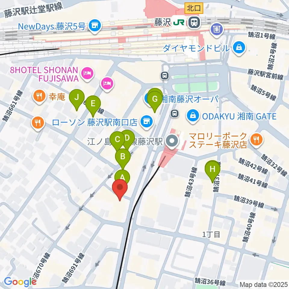昭和音楽大学附属音楽・バレエ教室 藤沢校周辺のカフェ一覧地図