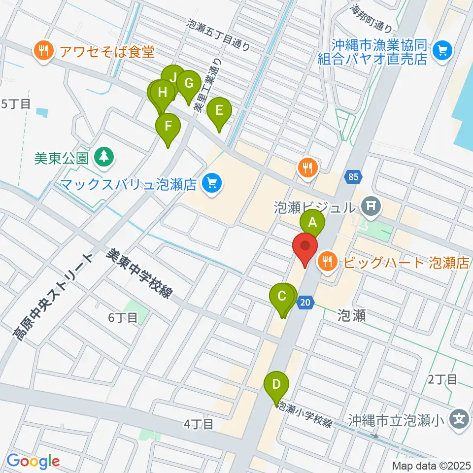 Yumeボーカル教室 沖縄/泡瀬校周辺のカフェ一覧地図