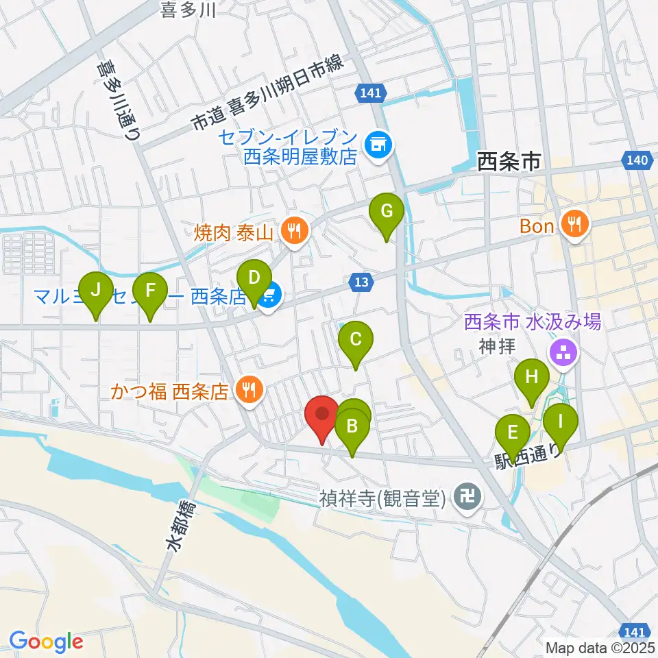 西条センター ヤマハミュージック周辺のカフェ一覧地図