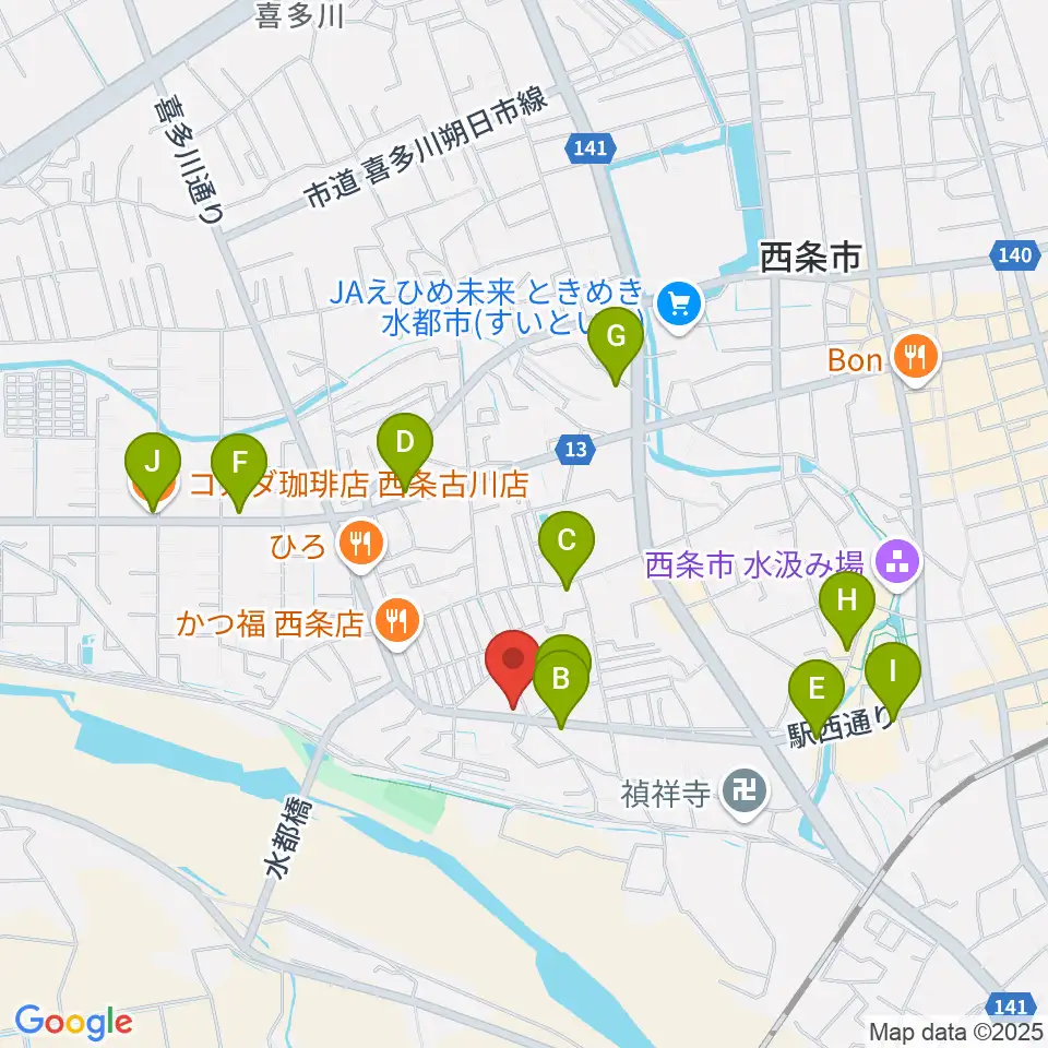 西条センター ヤマハミュージック周辺のカフェ一覧地図