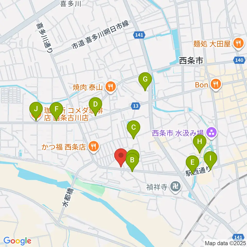 西条センター ヤマハミュージック周辺のカフェ一覧地図