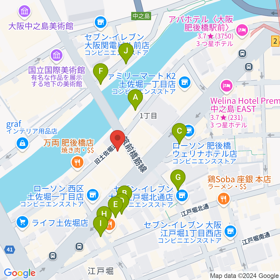 オンユー楽器周辺のカフェ一覧地図