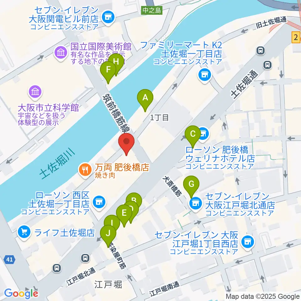 オンユー楽器周辺のカフェ一覧地図
