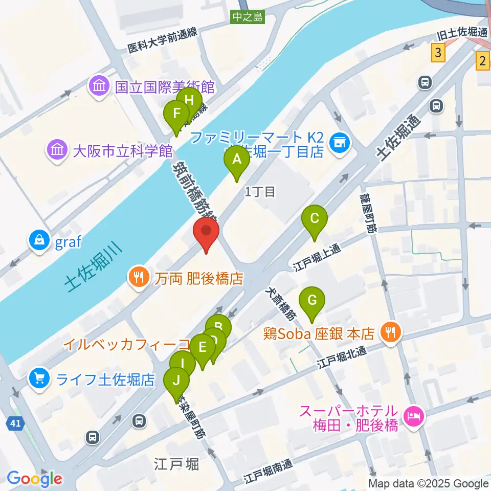 オンユー楽器周辺のカフェ一覧地図