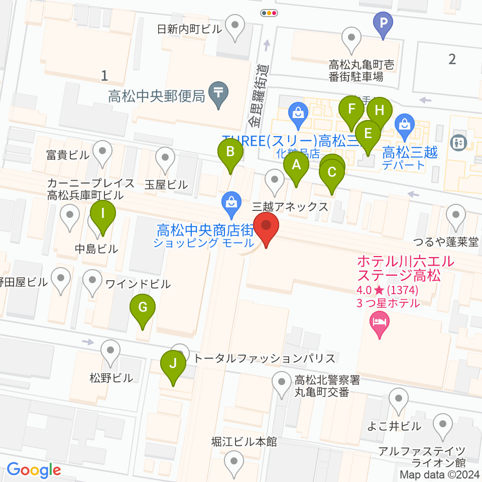 ミュージックアベニュー高松周辺のカフェ一覧地図