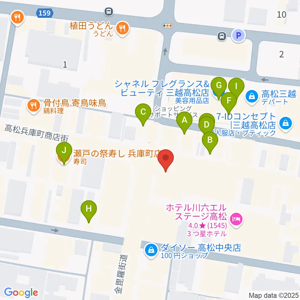 ミュージックアベニュー高松周辺のカフェ一覧地図