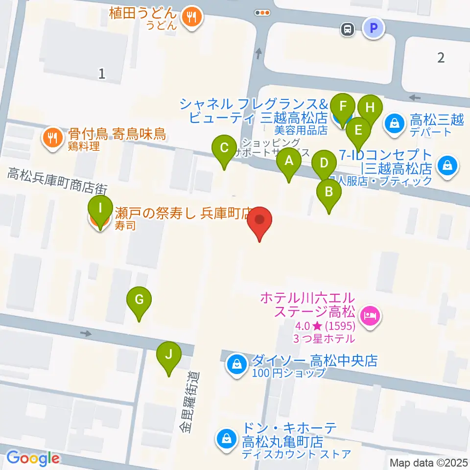 ミュージックアベニュー高松周辺のカフェ一覧地図
