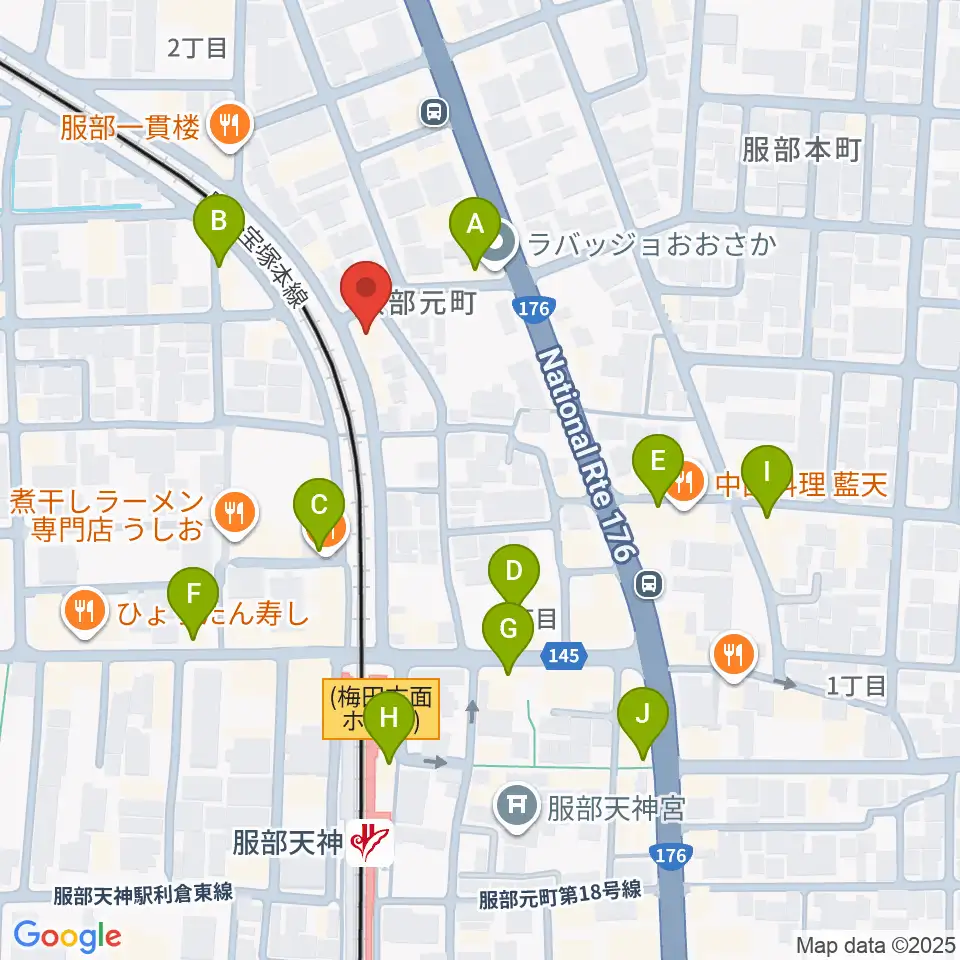 大野ギター音楽院周辺のカフェ一覧地図