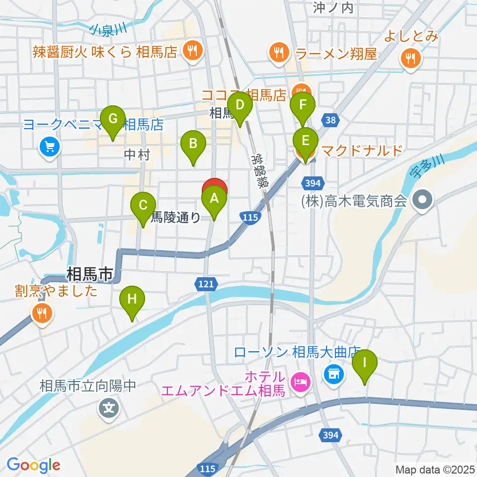 オアシス楽器 相馬店周辺のカフェ一覧地図