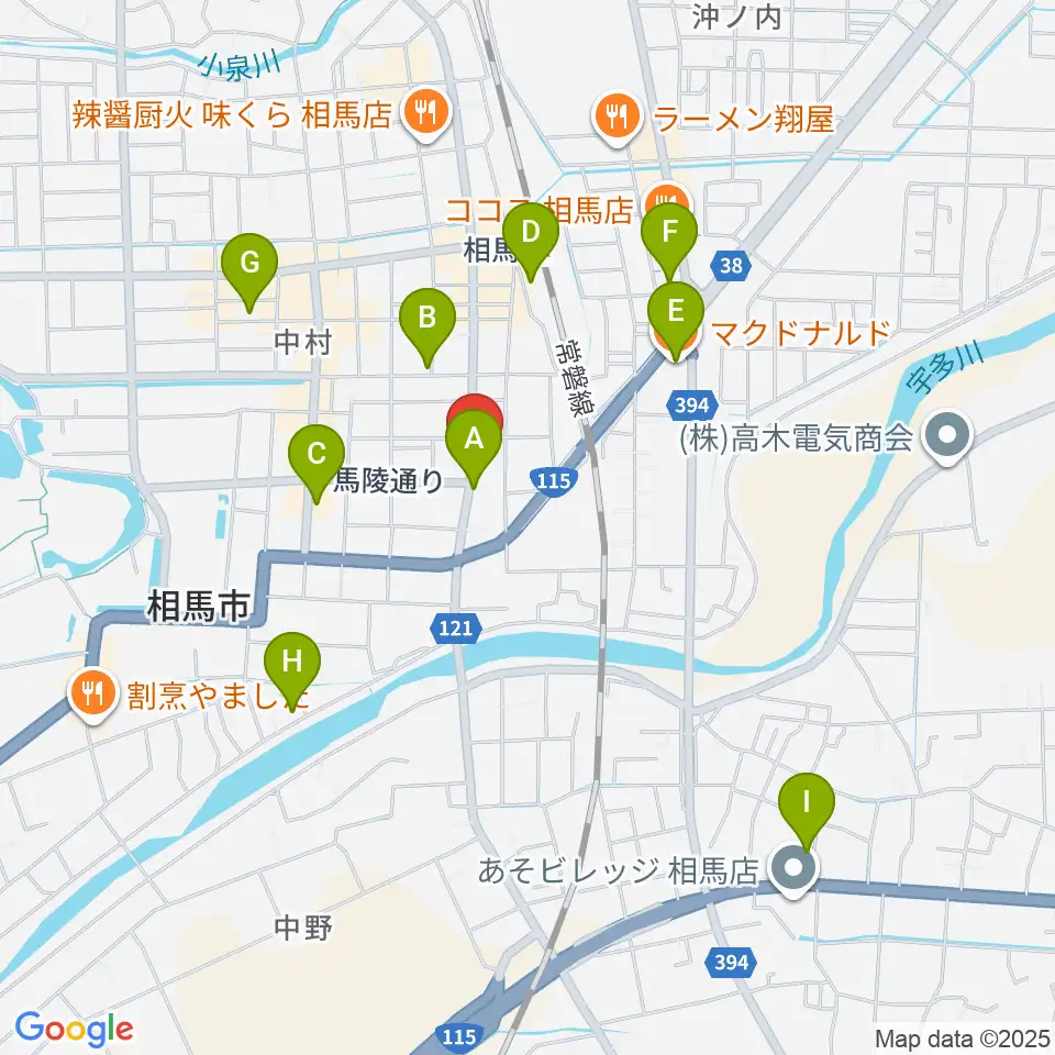 オアシス楽器 相馬店周辺のカフェ一覧地図