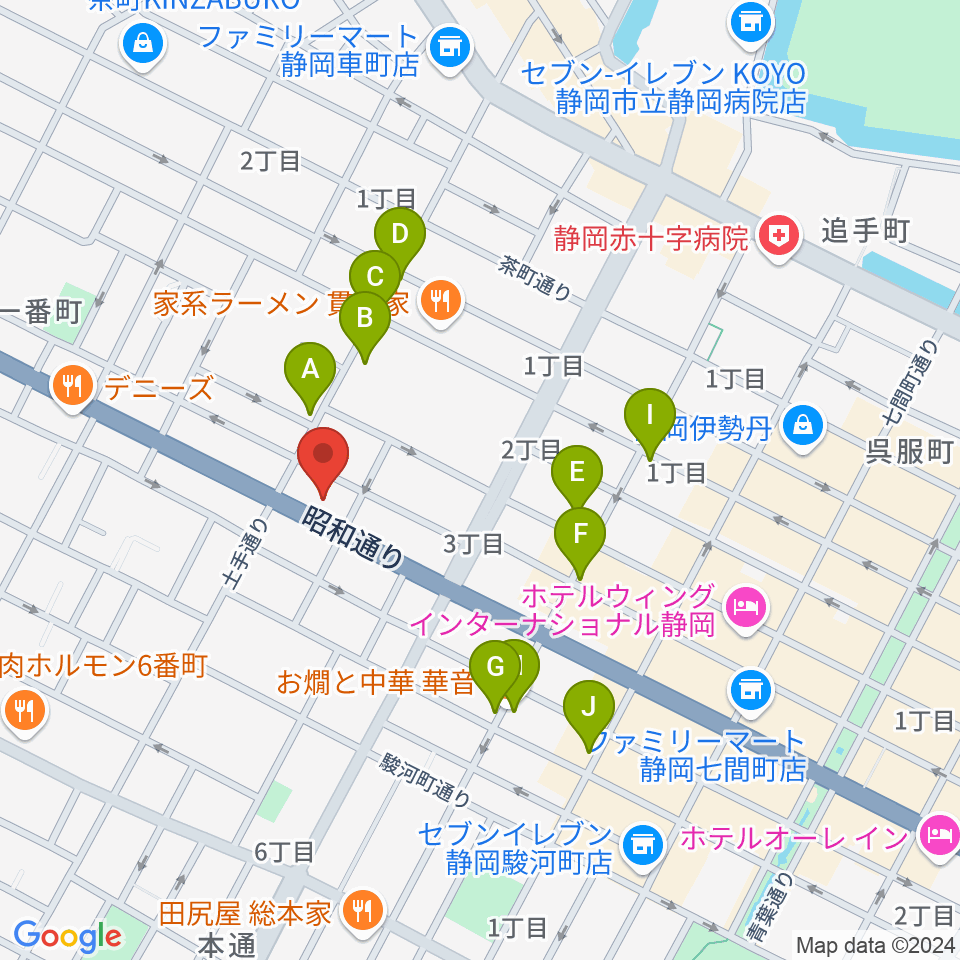 山崎音楽教室周辺のカフェ一覧地図