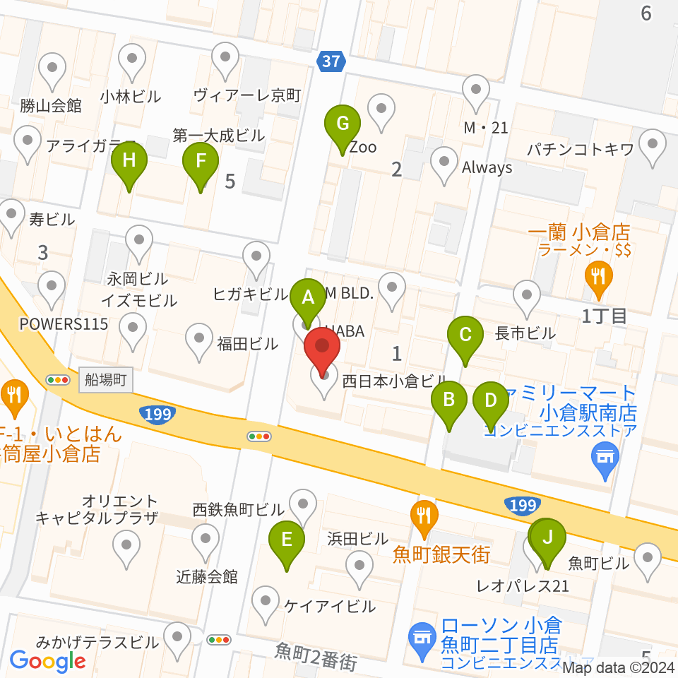 ミュージックストアナガト 小倉センター周辺のカフェ一覧地図