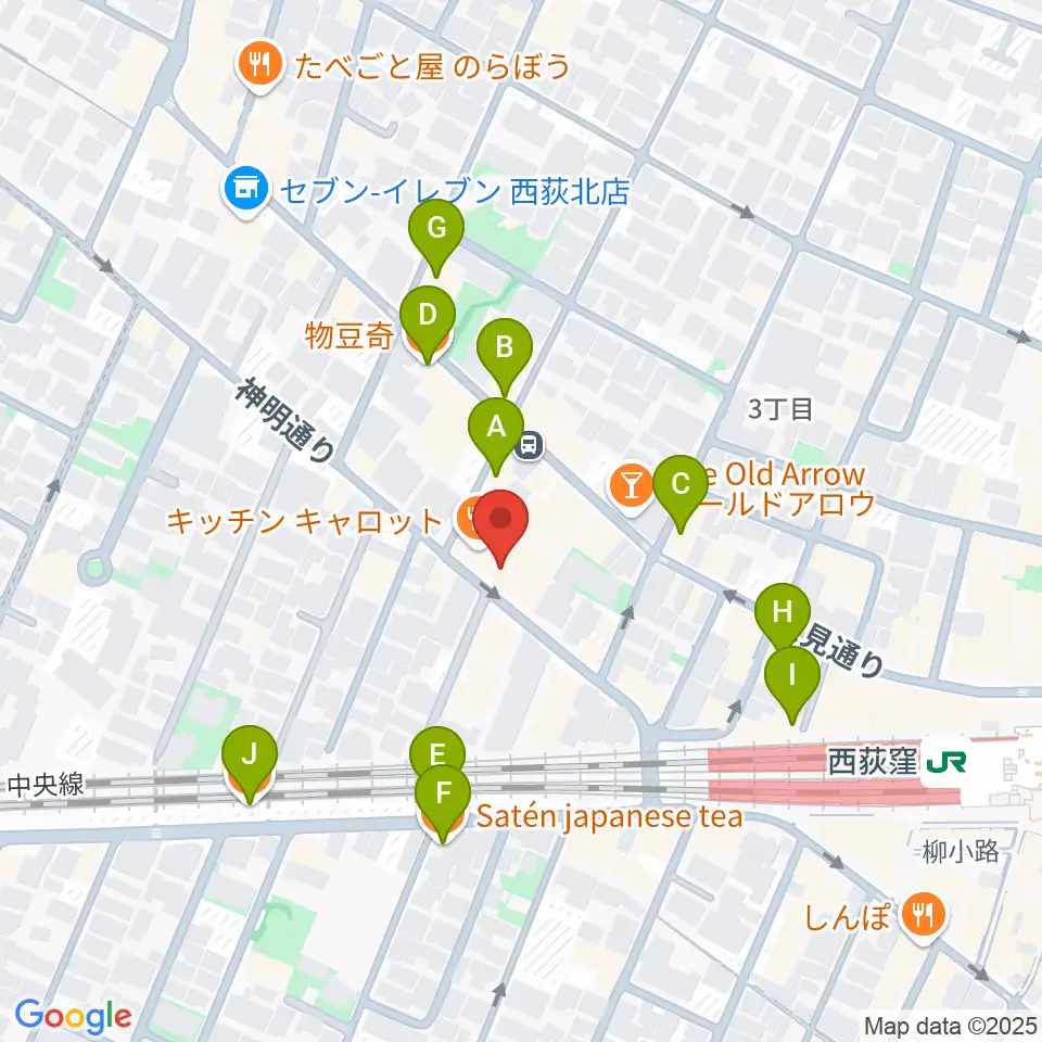 スタジオ・アクセリ周辺のカフェ一覧地図