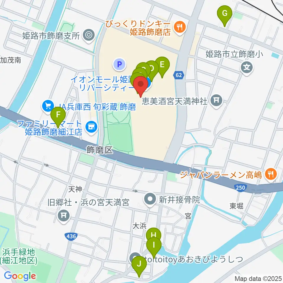 島村楽器 イオンモール姫路リバーシティー店周辺のカフェ一覧地図