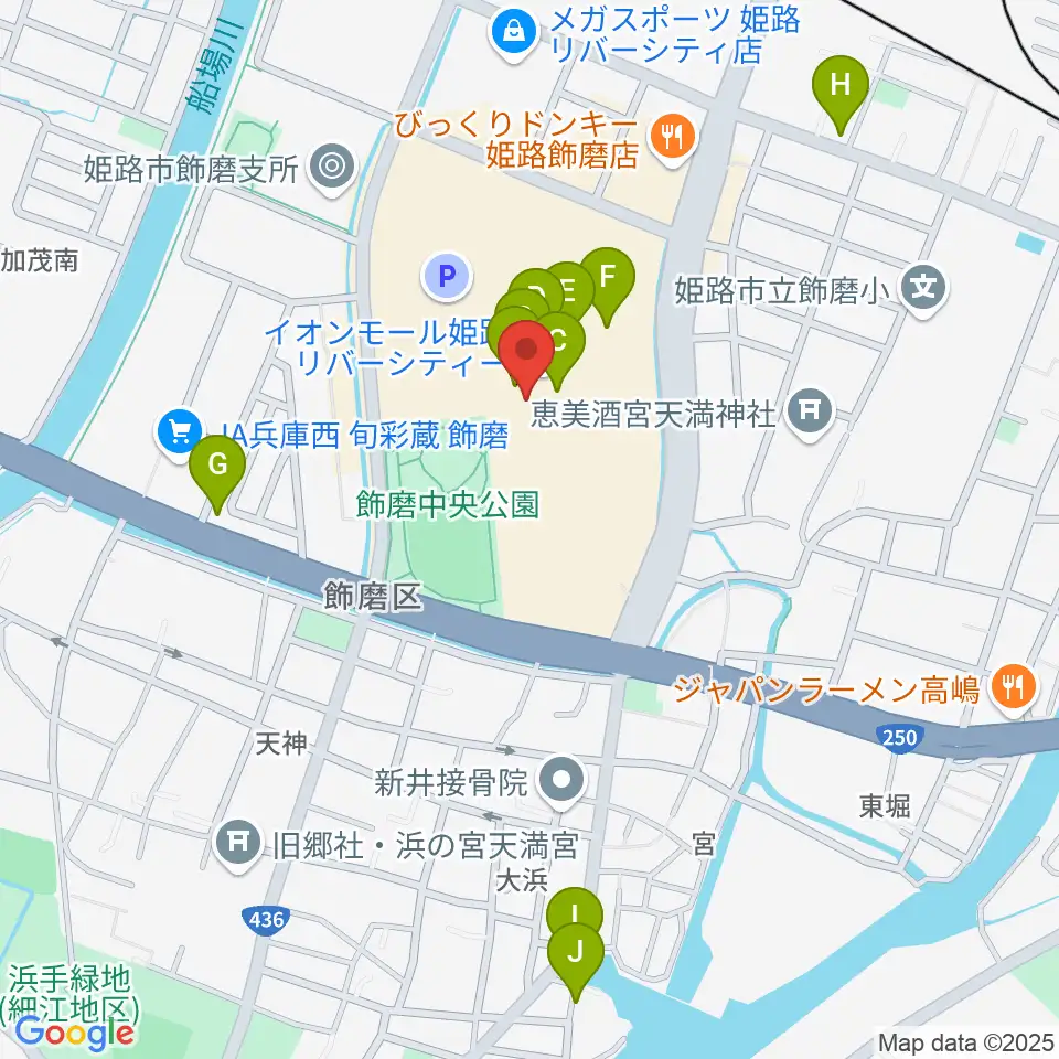 島村楽器 イオンモール姫路リバーシティー店周辺のカフェ一覧地図