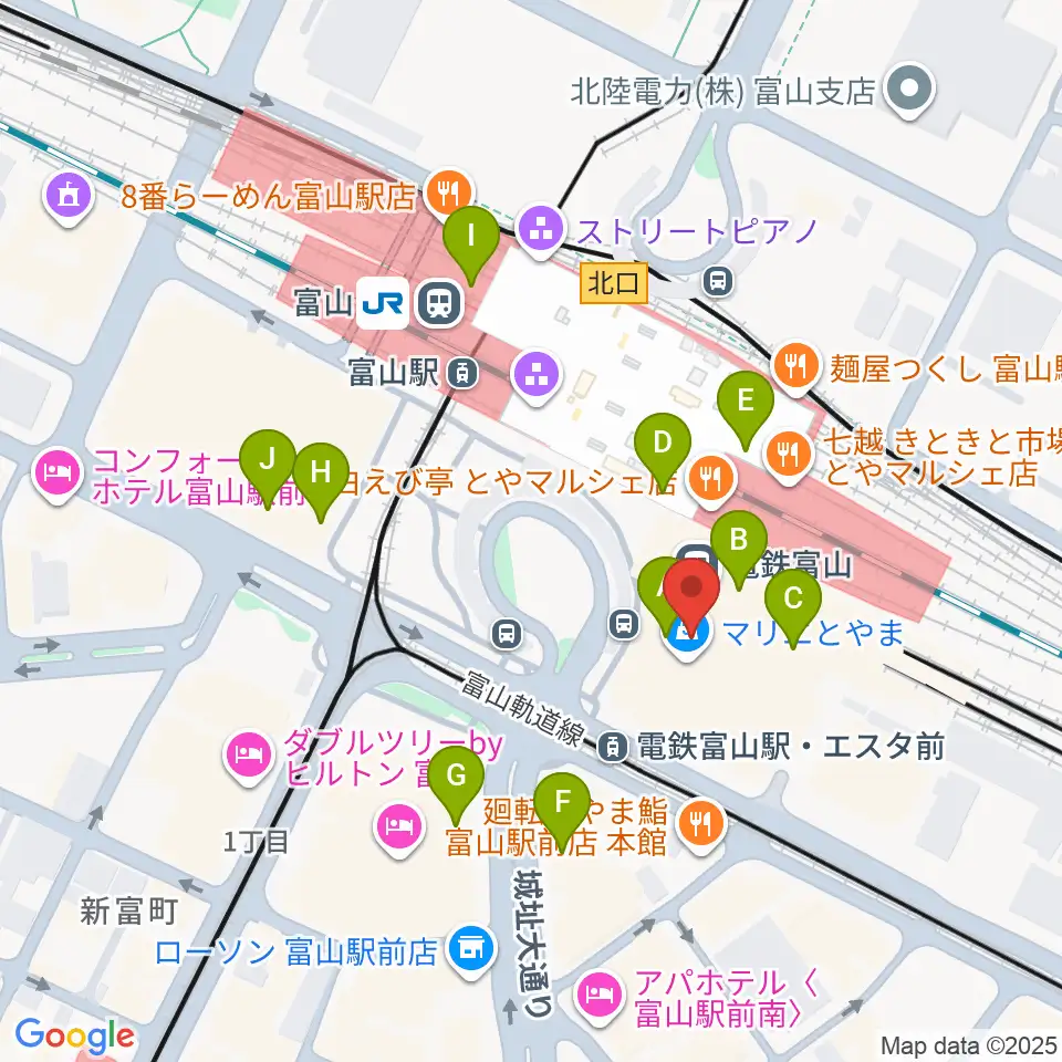 富山県民小劇場オルビス周辺のカフェ一覧地図