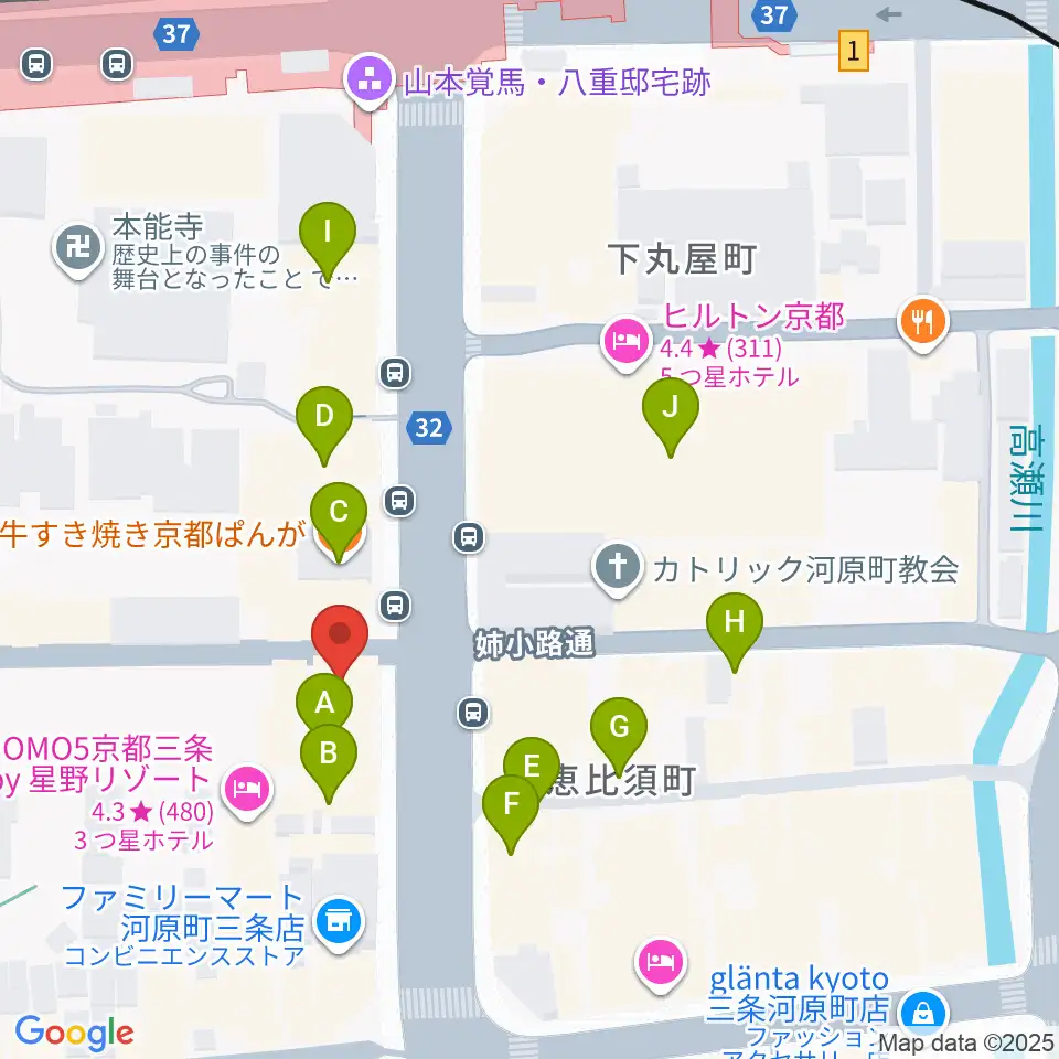 BIGBOSS京都周辺のカフェ一覧地図