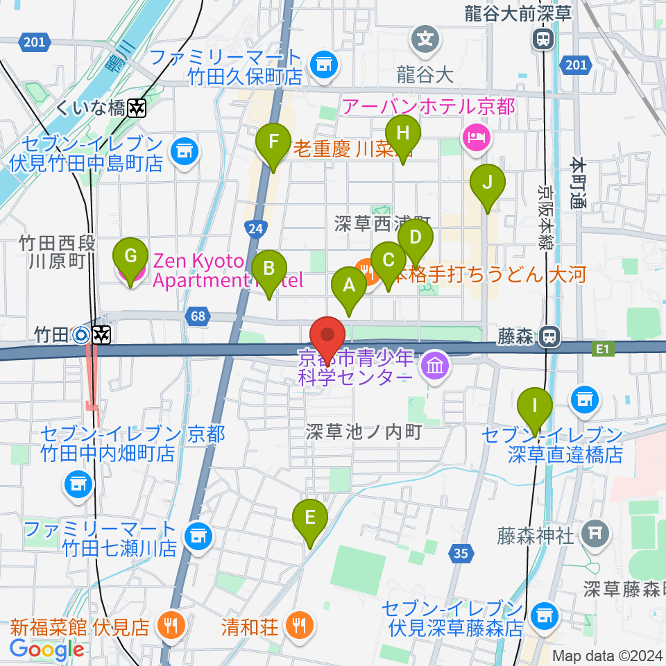 イースト・ビレッジ・ギターズ周辺のカフェ一覧地図