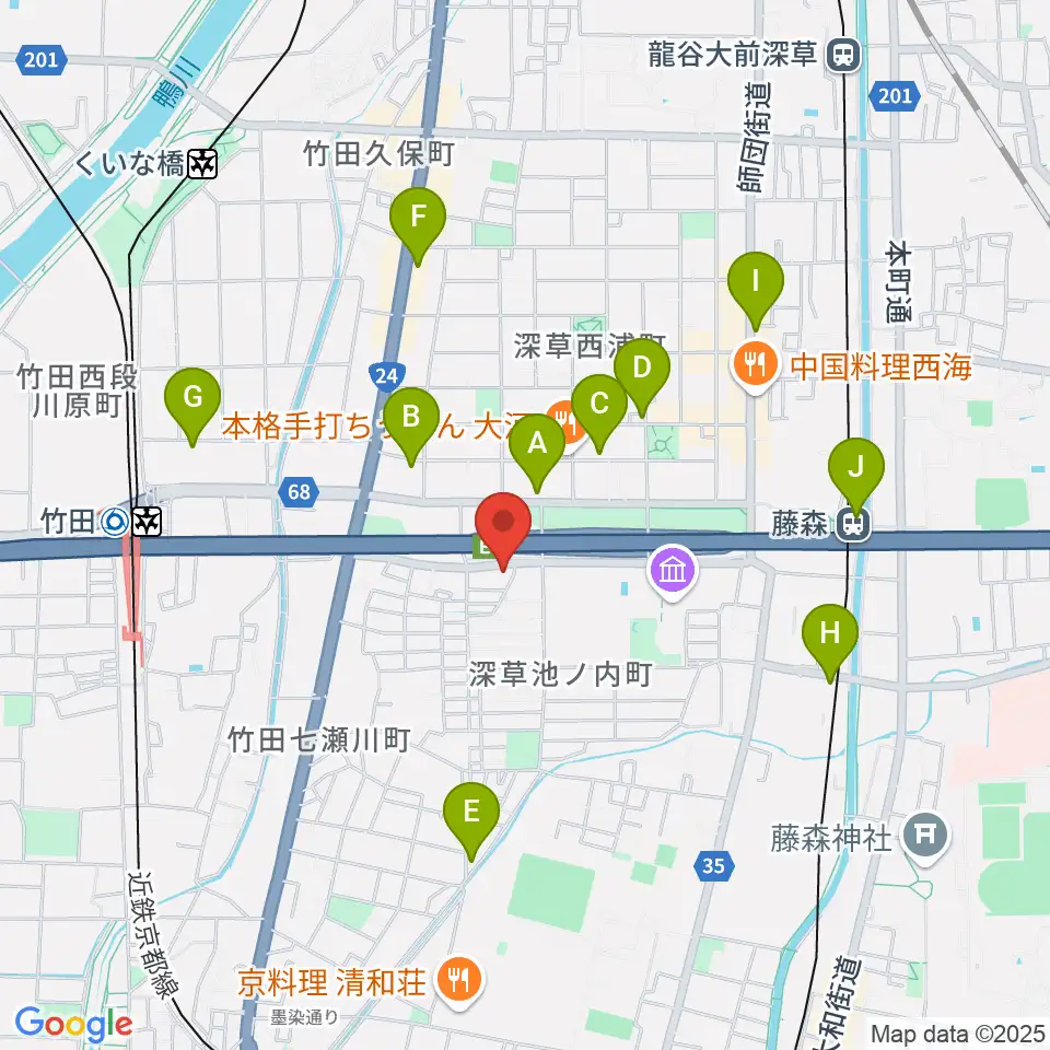 イーストビレッジギターズ周辺のカフェ一覧地図