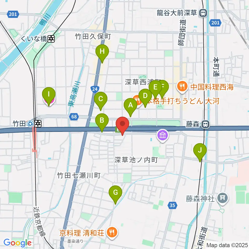 イーストビレッジギターズ周辺のカフェ一覧地図