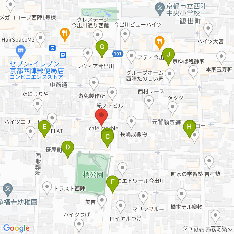アサノ楽器周辺のカフェ一覧地図