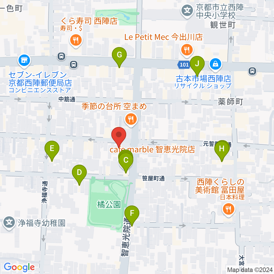 アサノ楽器周辺のカフェ一覧地図