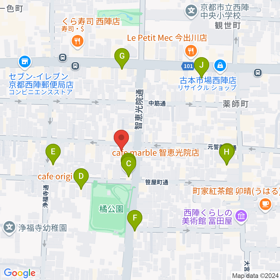 アサノ楽器周辺のカフェ一覧地図