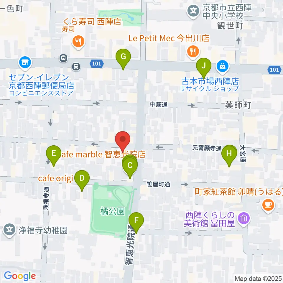 アサノ楽器周辺のカフェ一覧地図