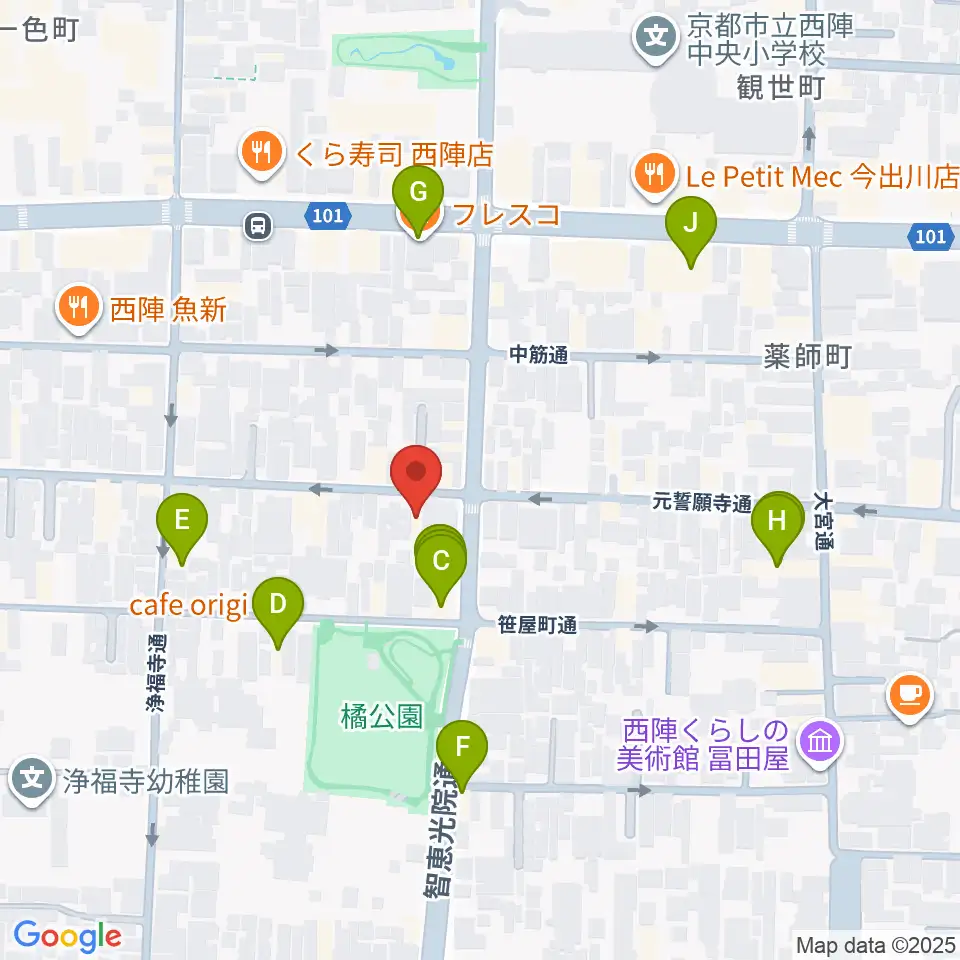 アサノ楽器周辺のカフェ一覧地図