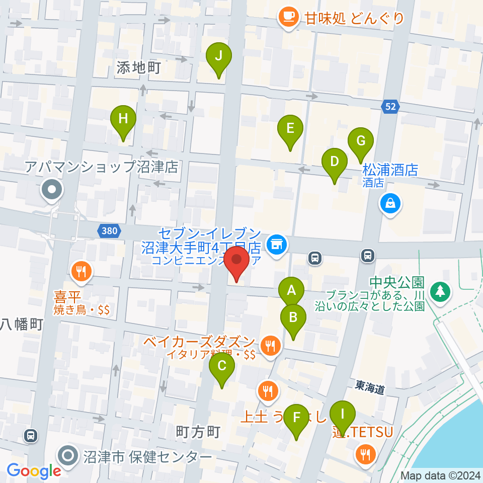 タンザワ楽器 沼津センター周辺のカフェ一覧地図