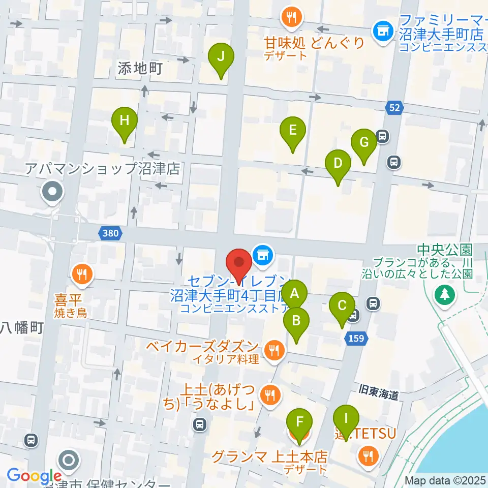 タンザワ楽器 沼津センター周辺のカフェ一覧地図