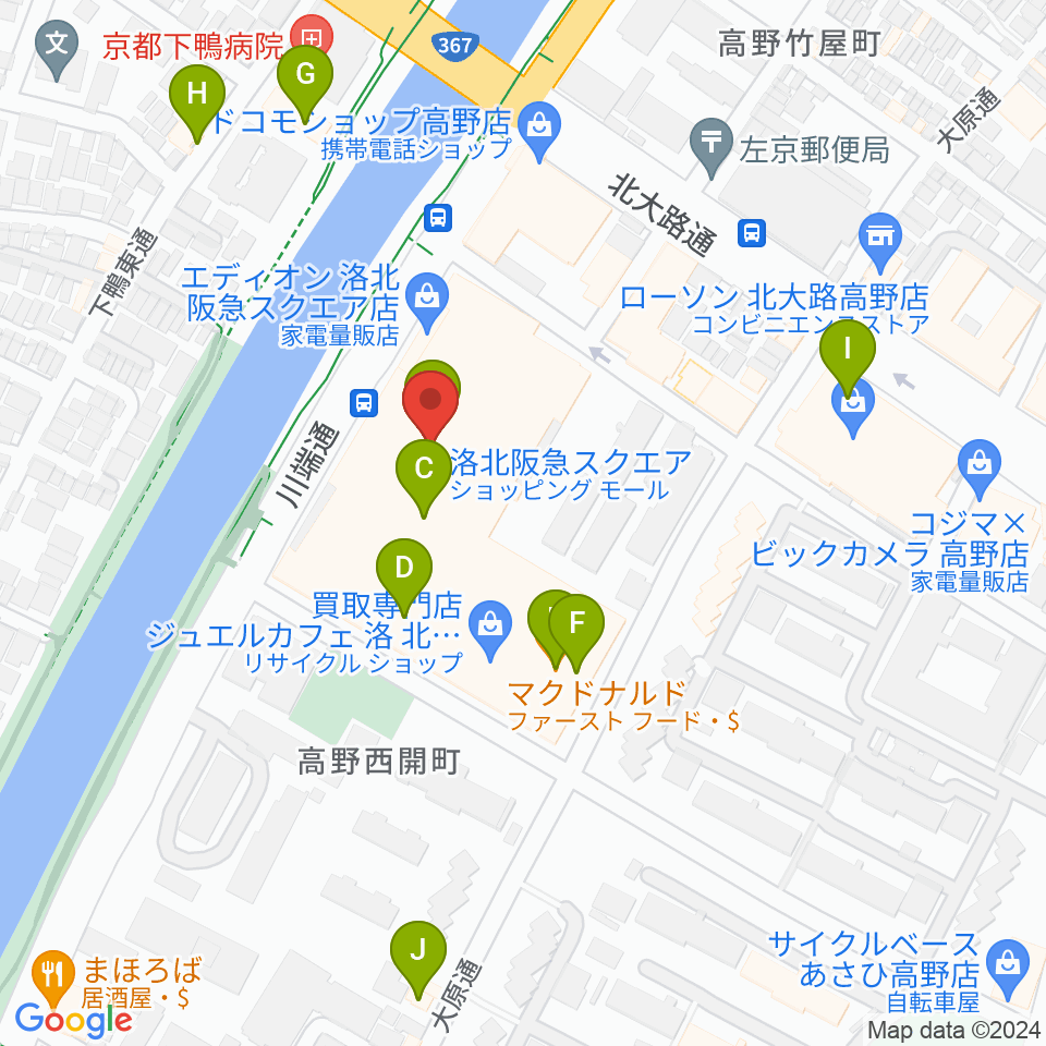 島村楽器 洛北阪急スクエア店周辺のカフェ一覧地図