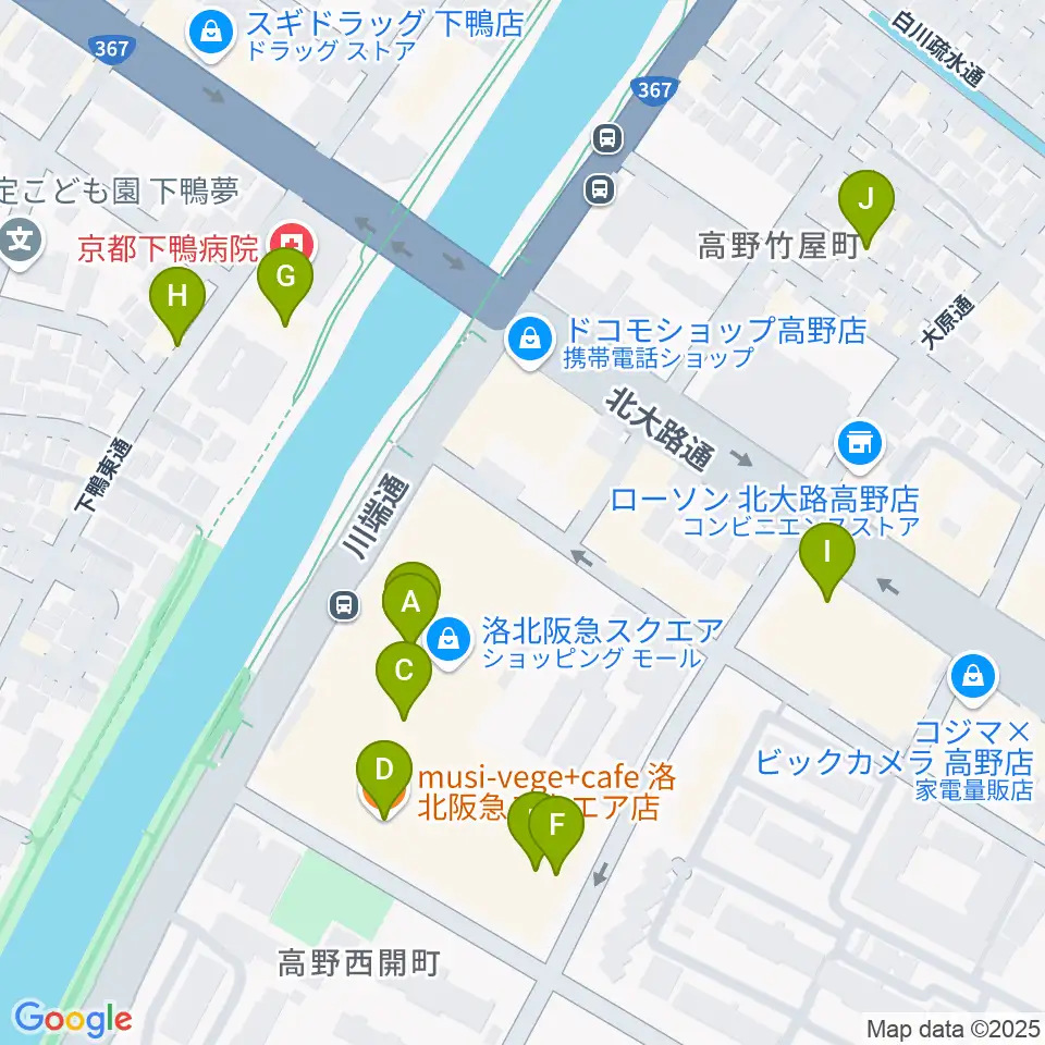 島村楽器 洛北阪急スクエア店周辺のカフェ一覧地図