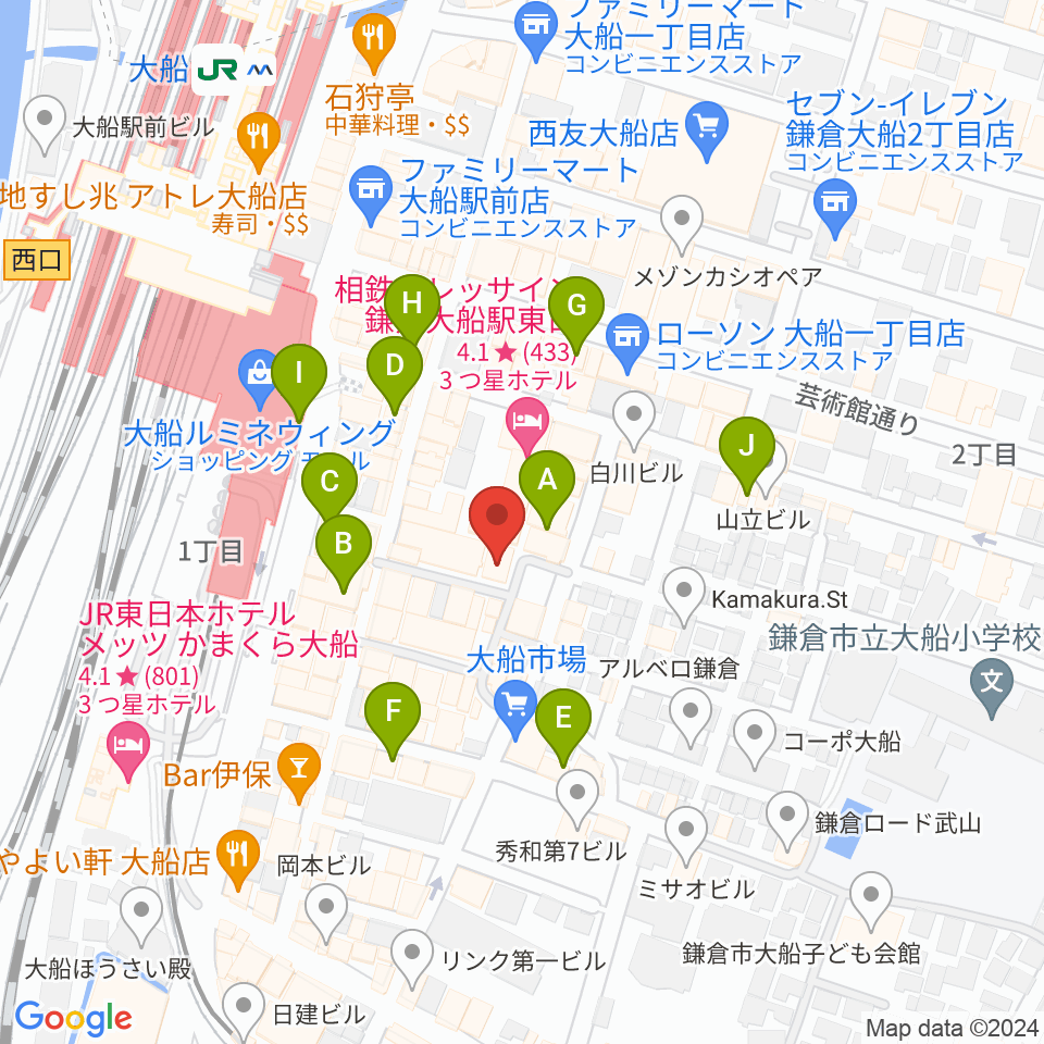 大船ハニービー周辺のカフェ一覧地図