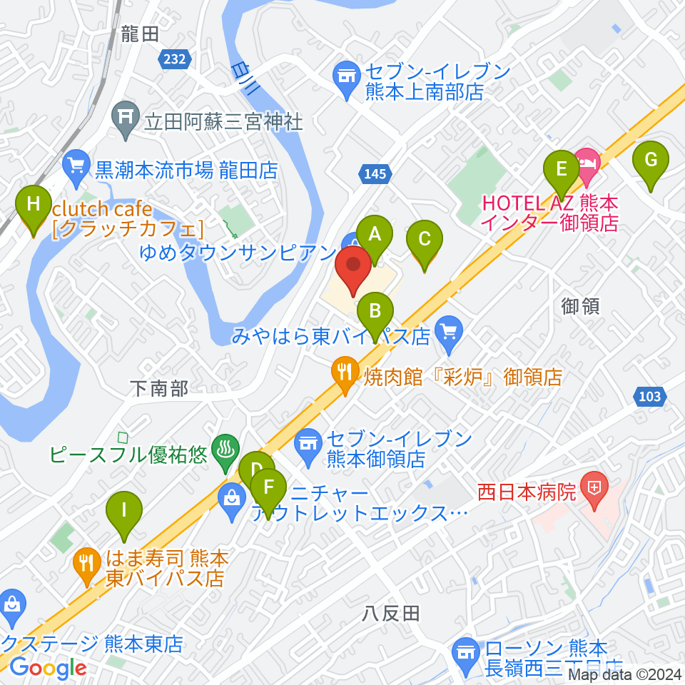 大谷楽器店 サンピアン教室周辺のカフェ一覧地図