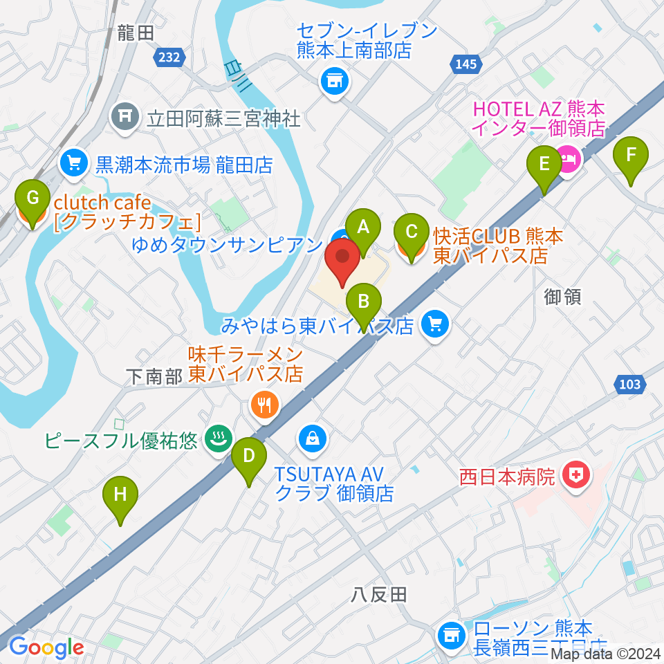 大谷楽器店 サンピアン教室周辺のカフェ一覧地図