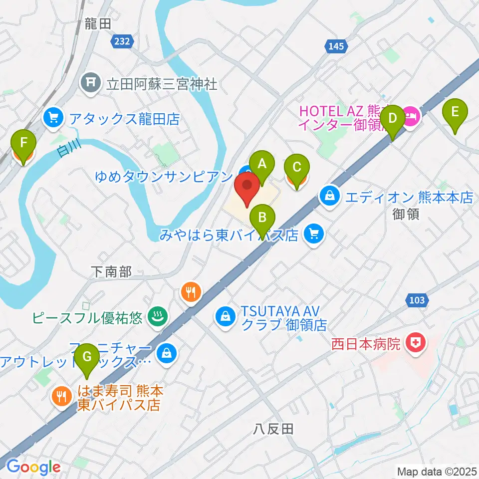 大谷楽器店 サンピアン教室周辺のカフェ一覧地図