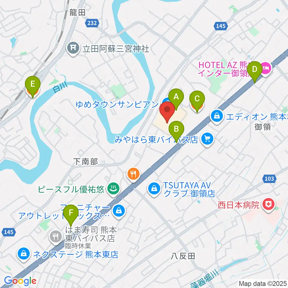大谷楽器店 サンピアン教室周辺のカフェ一覧地図