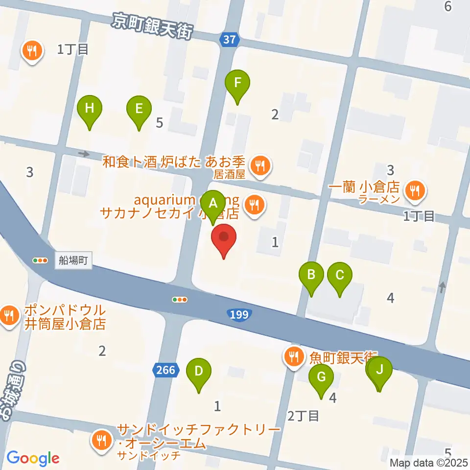 ミュージックストアナガト小倉店周辺のカフェ一覧地図