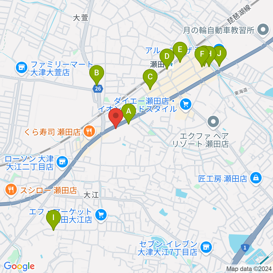 リッツ楽器周辺のカフェ一覧地図