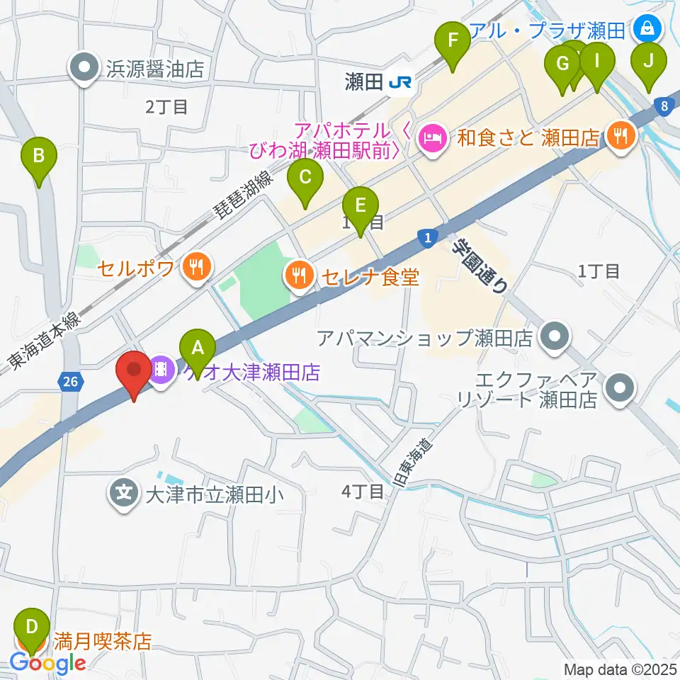 リッツ楽器周辺のカフェ一覧地図
